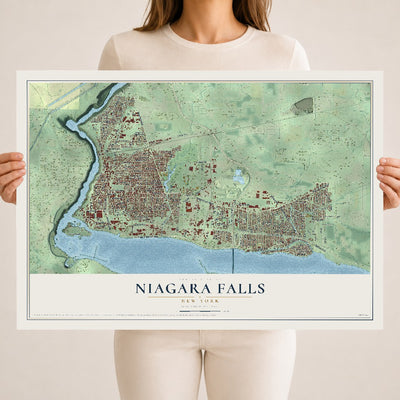 Map of Niagara Falls, New York, 18 x 24 inch unframed archival matte print