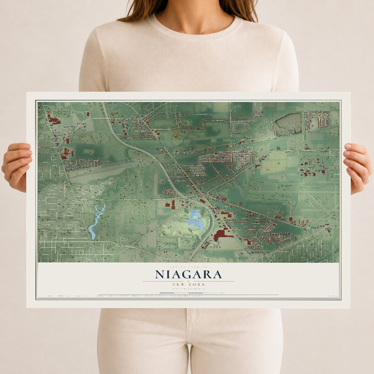 Niagara, New York map print, 12" x 18" Archival Matte Print mockup