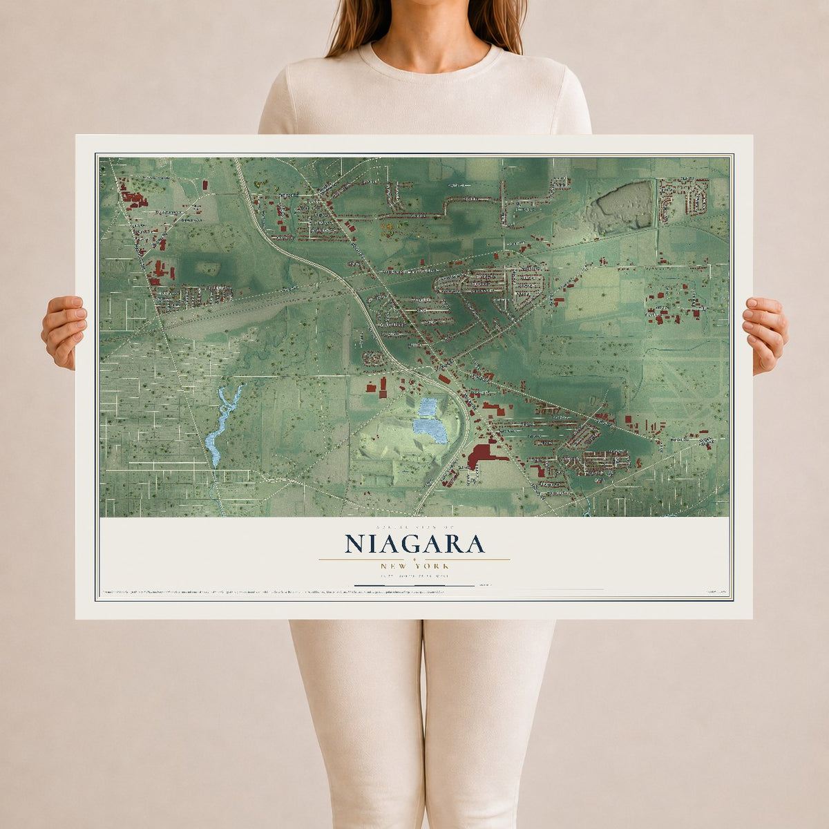 Niagara, New York map print, 24" x 36" Archival Matte Print mockup