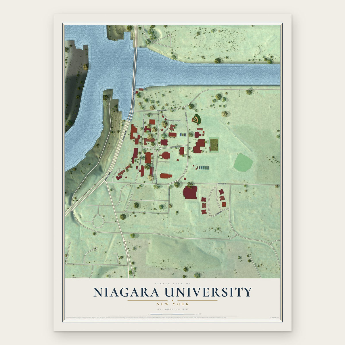 Niagara University, New York map print, the full design