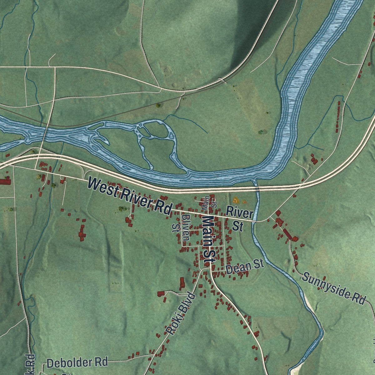 Close-up 2 of the Nichols, New York map artwork