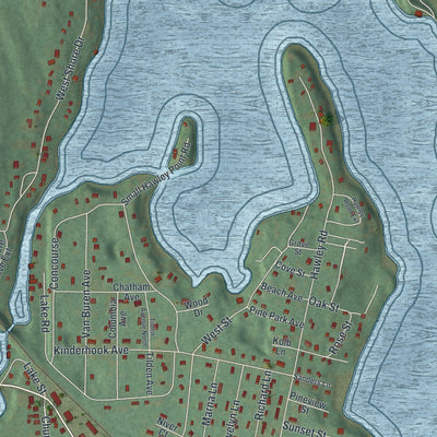 Close-up of the map of Niverville, New York print showing street and building detail