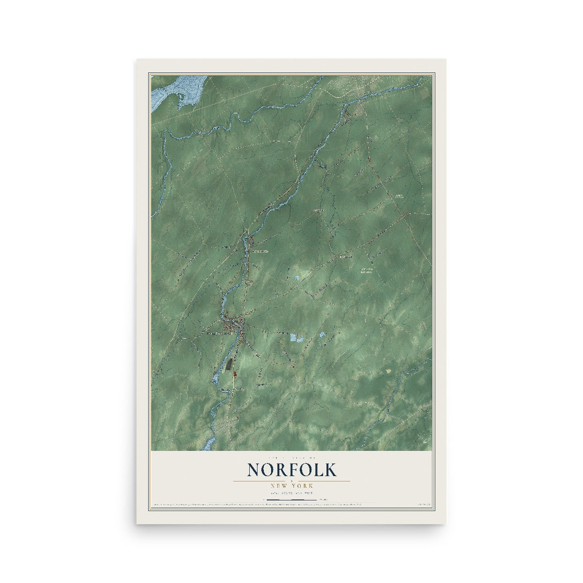 Norfolk, New York map print, 12" x 18" Archival Matte Print mockup