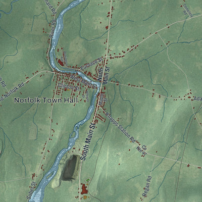 Close-up 2 of the Norfolk, New York map artwork