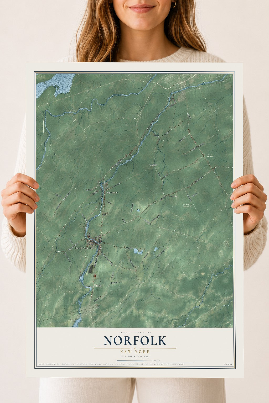 Norfolk, New York map print, 18" x 24" Archival Matte Print mockup