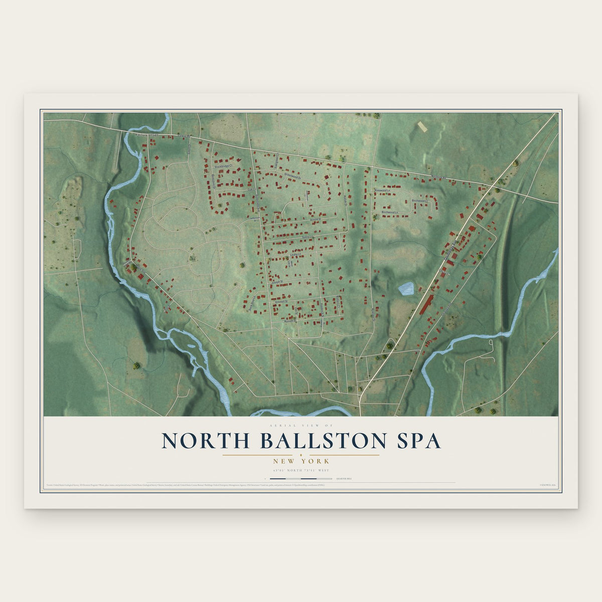 North Ballston Spa, New York map print, the full design
