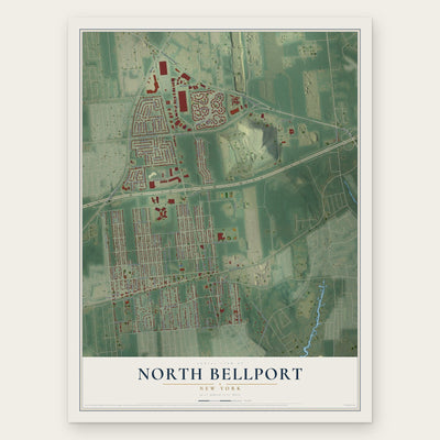 North Bellport, New York map print, the full design