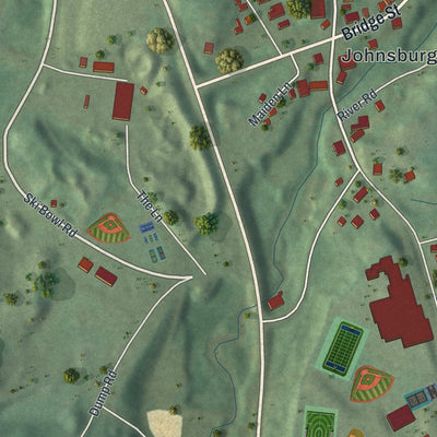 Close-up 2 of the North Creek, New York map artwork