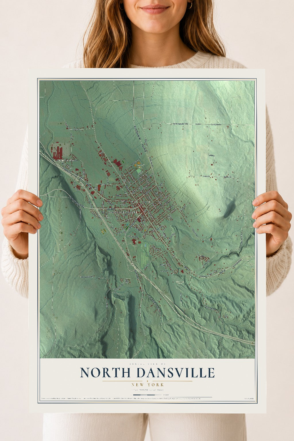 North Dansville, New York map print, 18" x 24" Archival Matte Print mockup