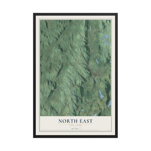 Map of North East, New York, 12 x 18 inch print in a black wood frame