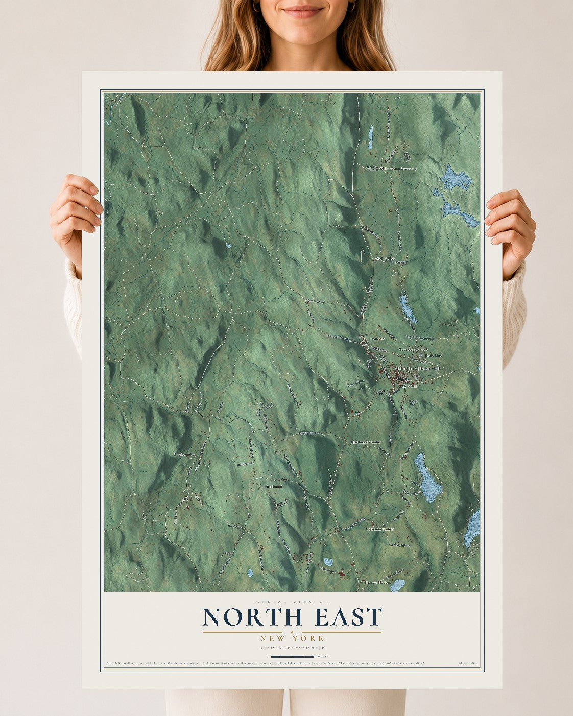 North East, New York map print, 24" x 36" Archival Matte Print mockup