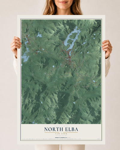 North Elba, New York map print, 24" x 36" Archival Matte Print mockup