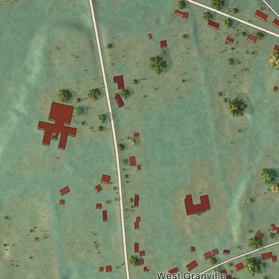 Close-up of the map of North Granville, New York print showing street and building detail
