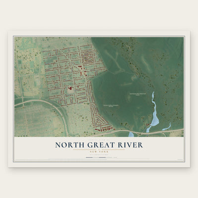 North Great River, New York map print, the full design