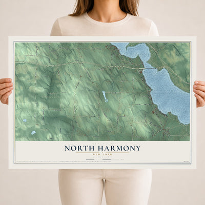 North Harmony, New York map print, 18" x 24" Archival Matte Print mockup