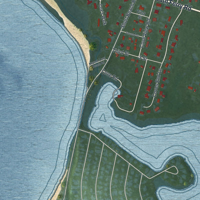 Close-up of the map of North Haven, New York print showing street and building detail
