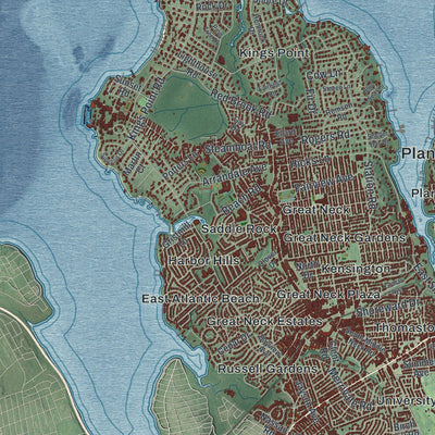 Close-up 2 of the North Hempstead, New York map artwork