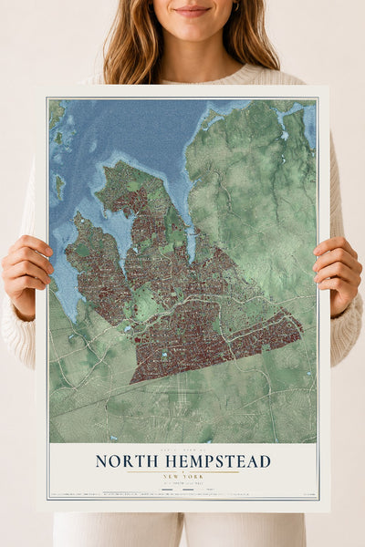 North Hempstead, New York map print, 18" x 24" Archival Matte Print mockup
