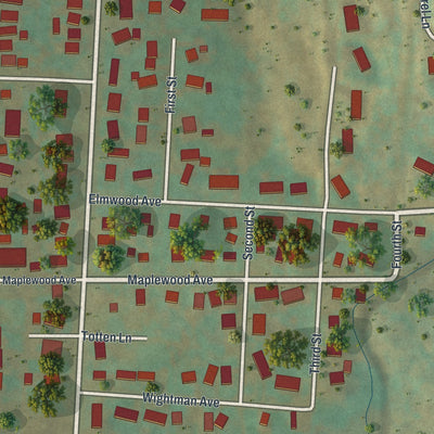 Close-up of the map of North Hornell, New York print showing street and building detail