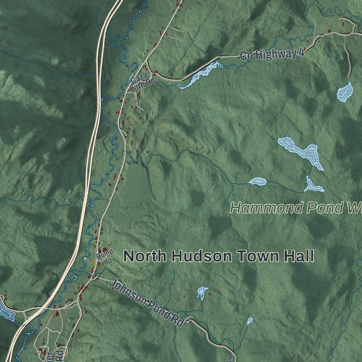 Close-up 2 of the North Hudson, New York map artwork