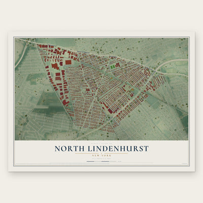 North Lindenhurst, New York map print, the full design