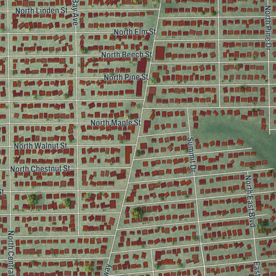 Close-up 1 of the North Massapequa, New York map artwork