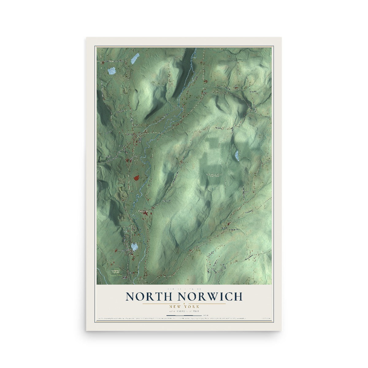 North Norwich, New York map print, 12" x 18" Archival Matte Print mockup