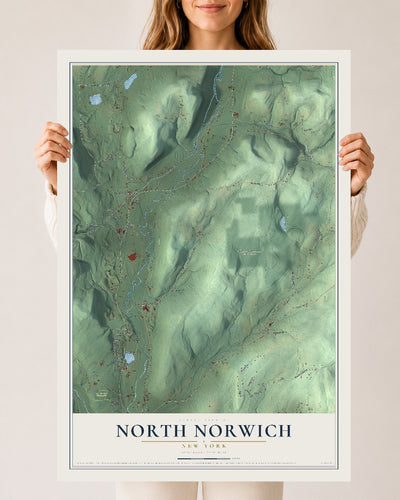 North Norwich, New York map print, 24" x 36" Archival Matte Print mockup
