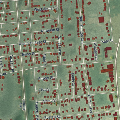 Close-up 2 of the North Patchogue, New York map artwork