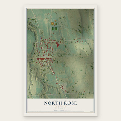 North Rose, New York map print, the full design