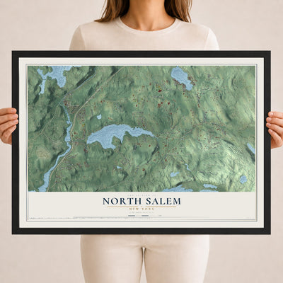 Map of North Salem, New York, 18 x 24 inch print in a black wood frame