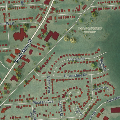 Close-up 2 of the North Syracuse, New York map artwork