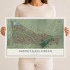 North Valley Stream, New York map print, 12" x 18" Archival Matte Print mockup