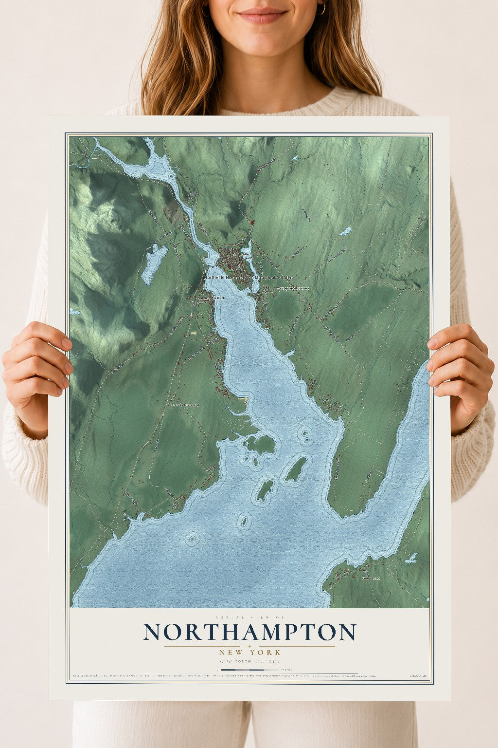 Northampton, New York map print, 18" x 24" Archival Matte Print mockup
