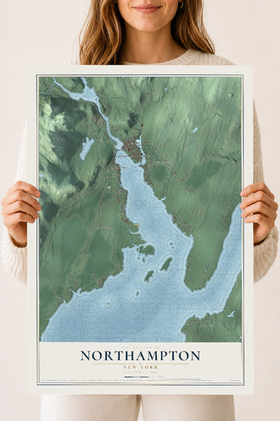 Northampton, New York map print, 18" x 24" Archival Matte Print mockup