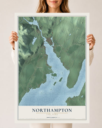 Northampton, New York map print, 24" x 36" Archival Matte Print mockup