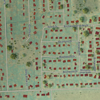 Close-up of the map of Northeast Ithaca, New York print showing street and building detail