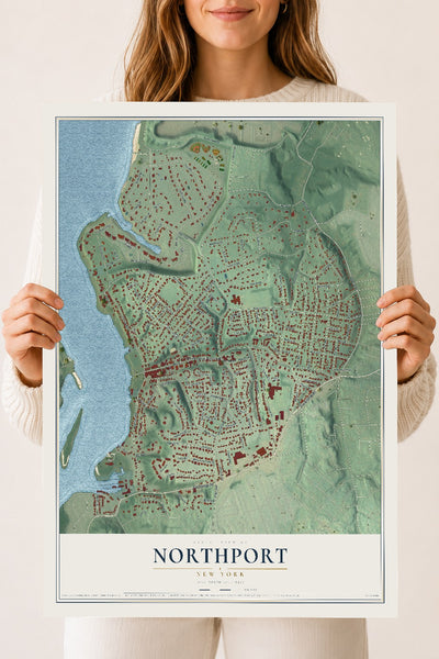 Northport, New York map print, 18" x 24" Archival Matte Print mockup