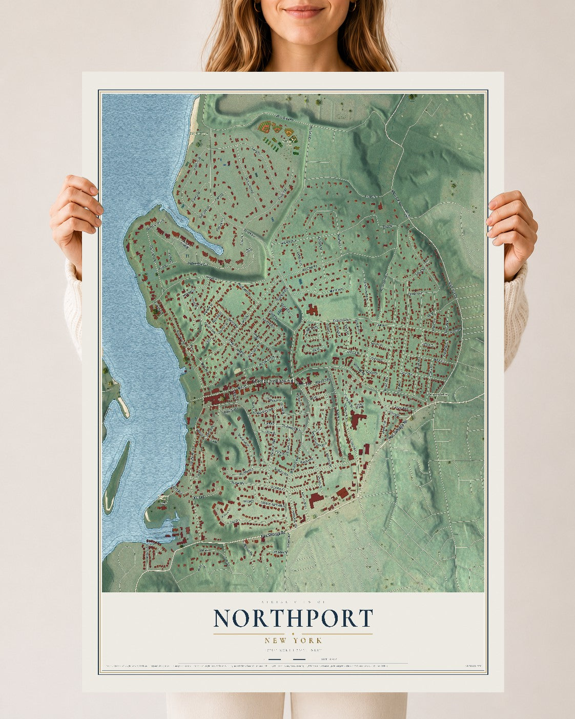 Northport, New York map print, 24" x 36" Archival Matte Print mockup