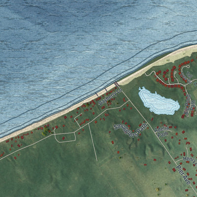 Close-up of the map of Northville, Suffolk County, New York print showing street and building detail