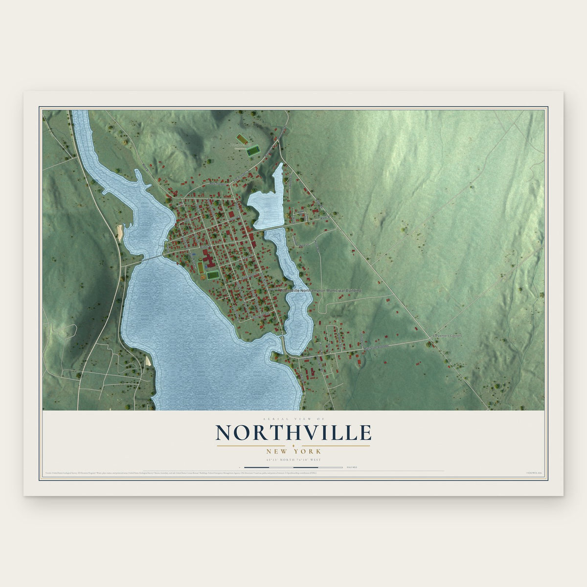 Northville, New York map print, the full design