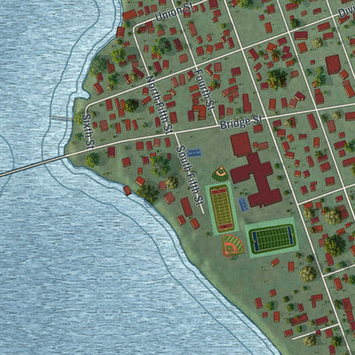 Close-up of the map of Northville, New York print showing street and building detail