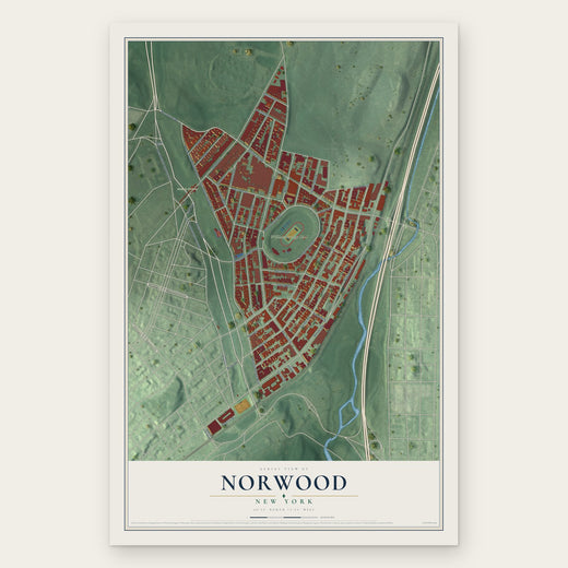 Norwood, Bronx, New York map print, the full design