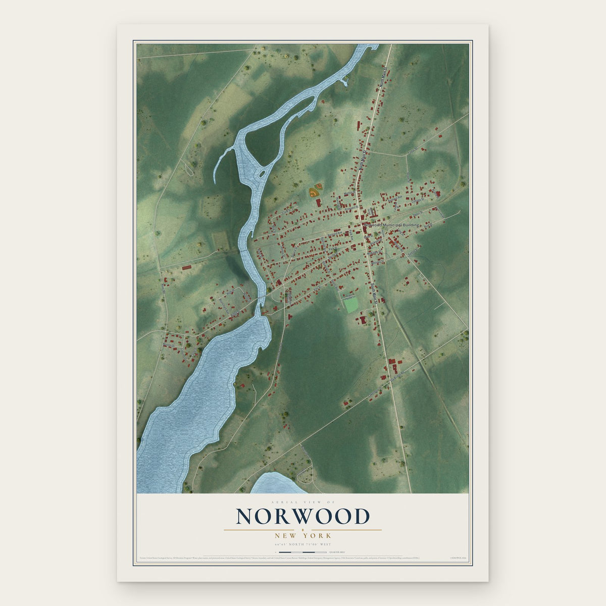 Norwood, New York map print, the full design