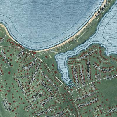 Close-up of the map of Noyack, New York print showing street and building detail