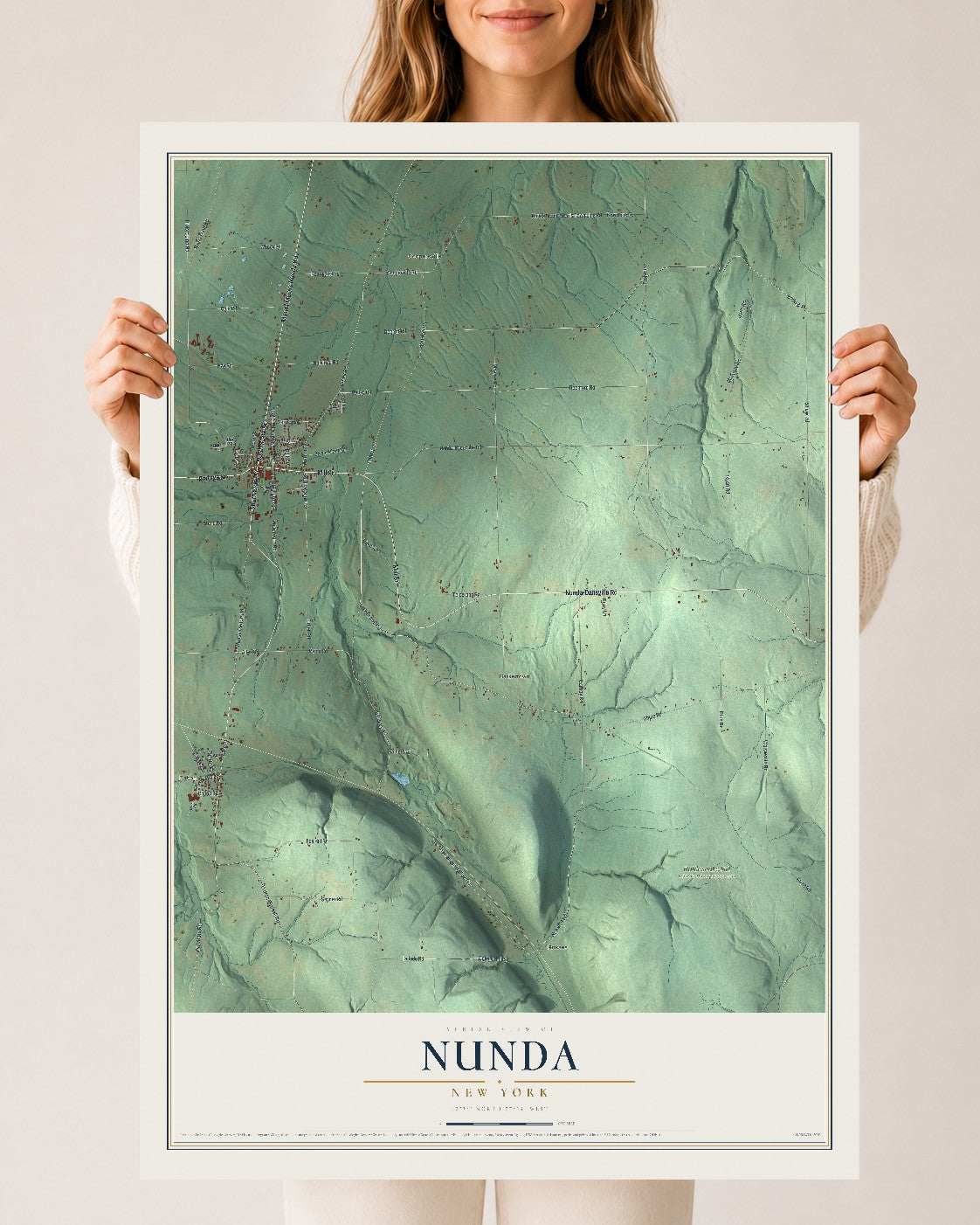 Nunda, New York map print, 24" x 36" Archival Matte Print mockup