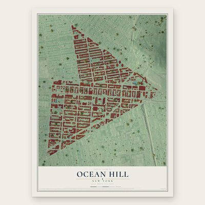 Ocean Hill, New York map print, the full design