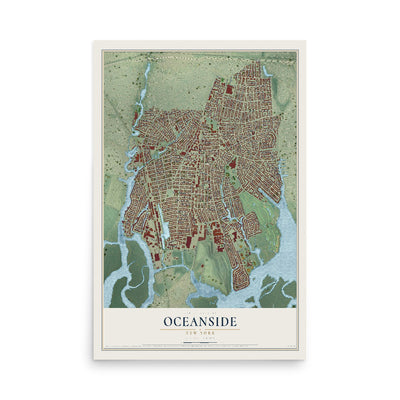 Oceanside, New York map print, 12" x 18" Archival Matte Print mockup