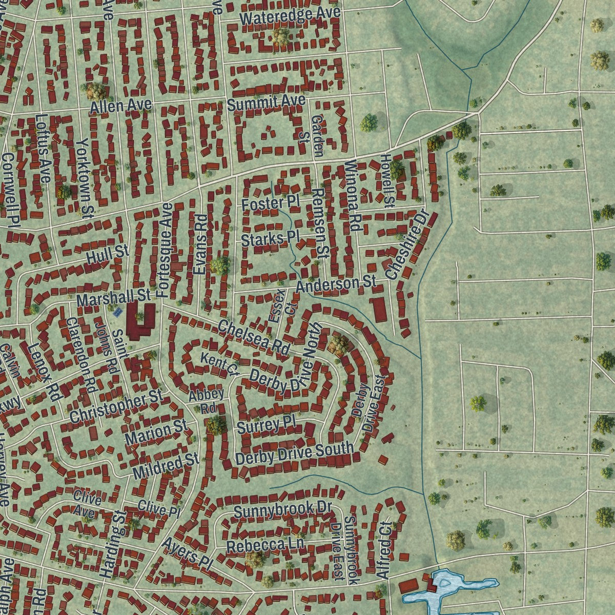 Close-up 2 of the Oceanside, New York map artwork