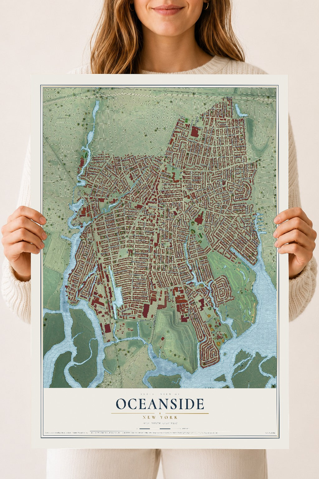 Oceanside, New York map print, 18" x 24" Archival Matte Print mockup